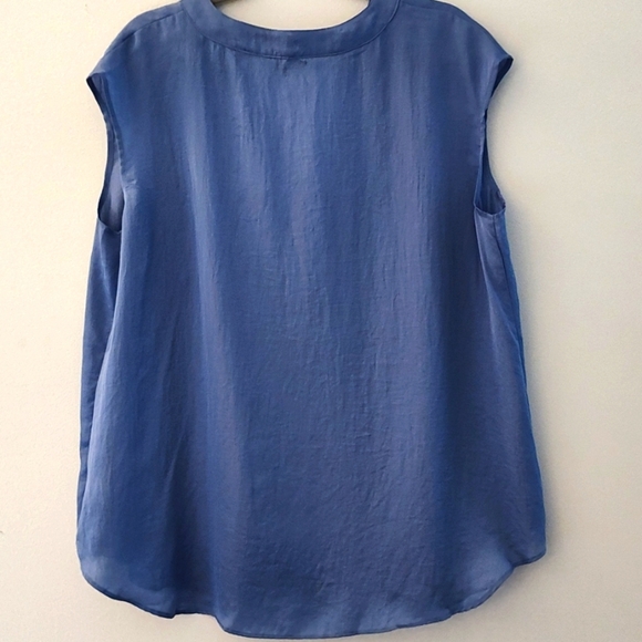 Coldwater Creek Top Size 1X Sleeveless Spring Summer Casual Light Blue Chiffon - Picture 2 of 11